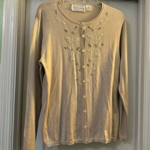 Silk Lore By Beth Terrell Long Sleeve 100% Silk Button Down Cardigans